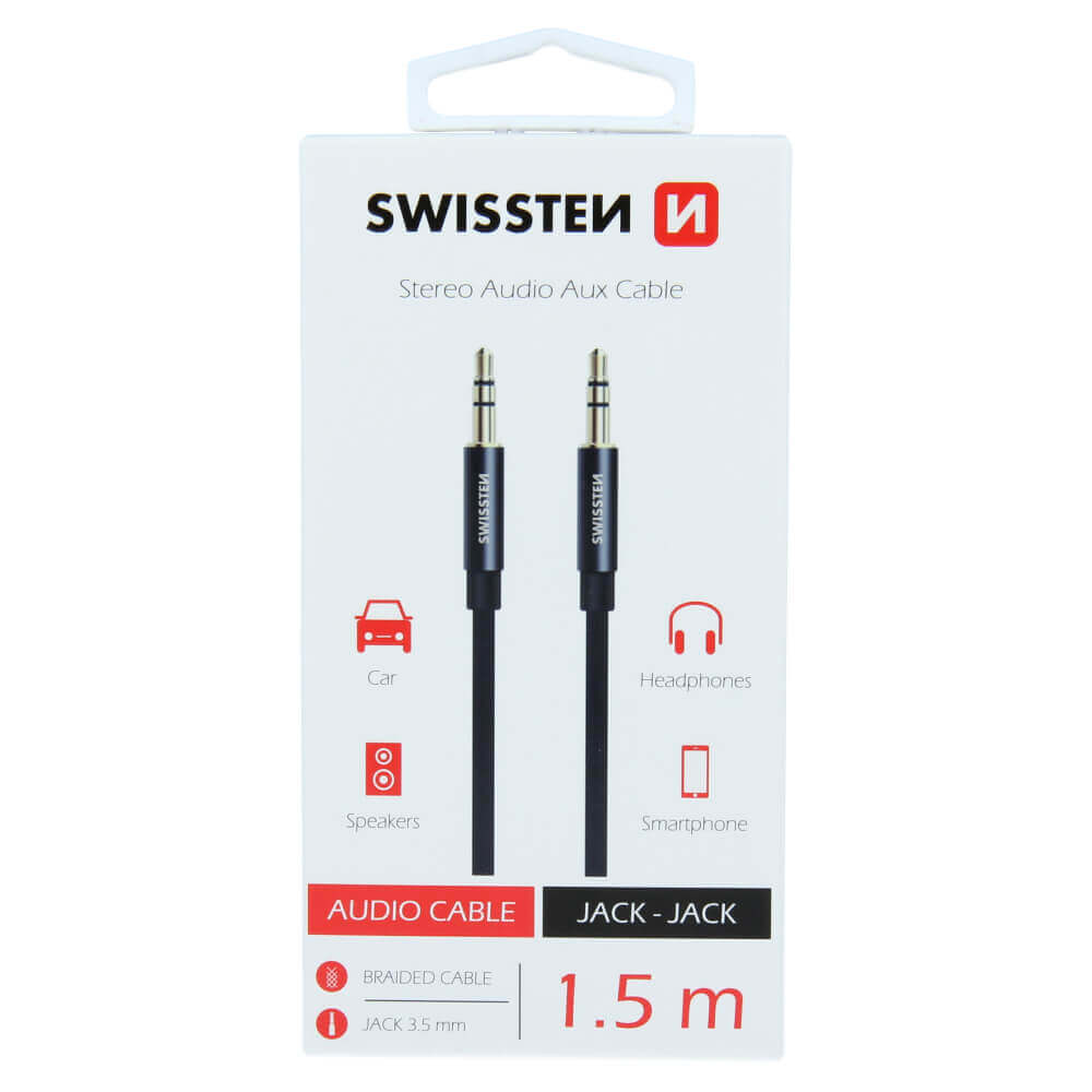 Audio kábel Swissten  Jack/ Jack 1,5m - čierny